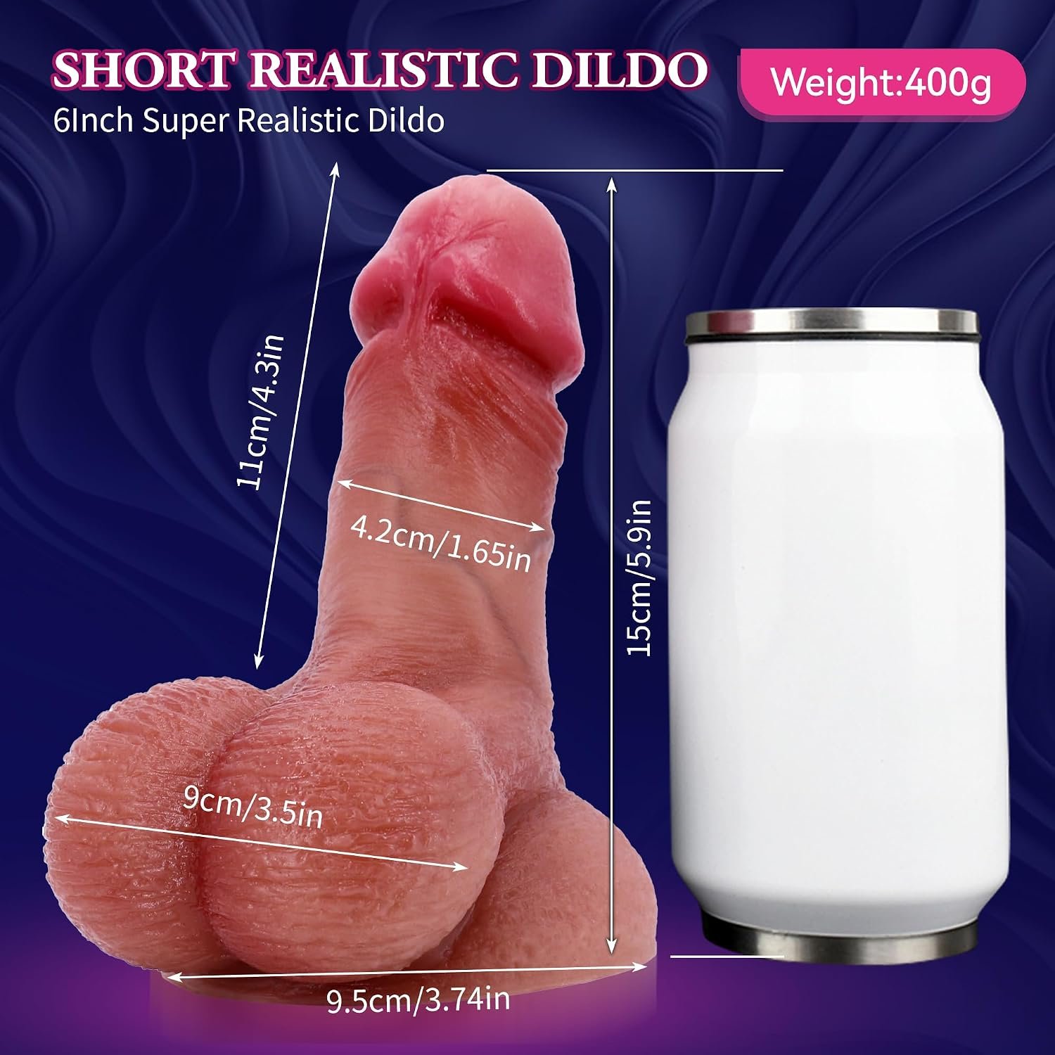 6 Inch Realistic Silicone Dildo with Suction Cup thumbnail 3