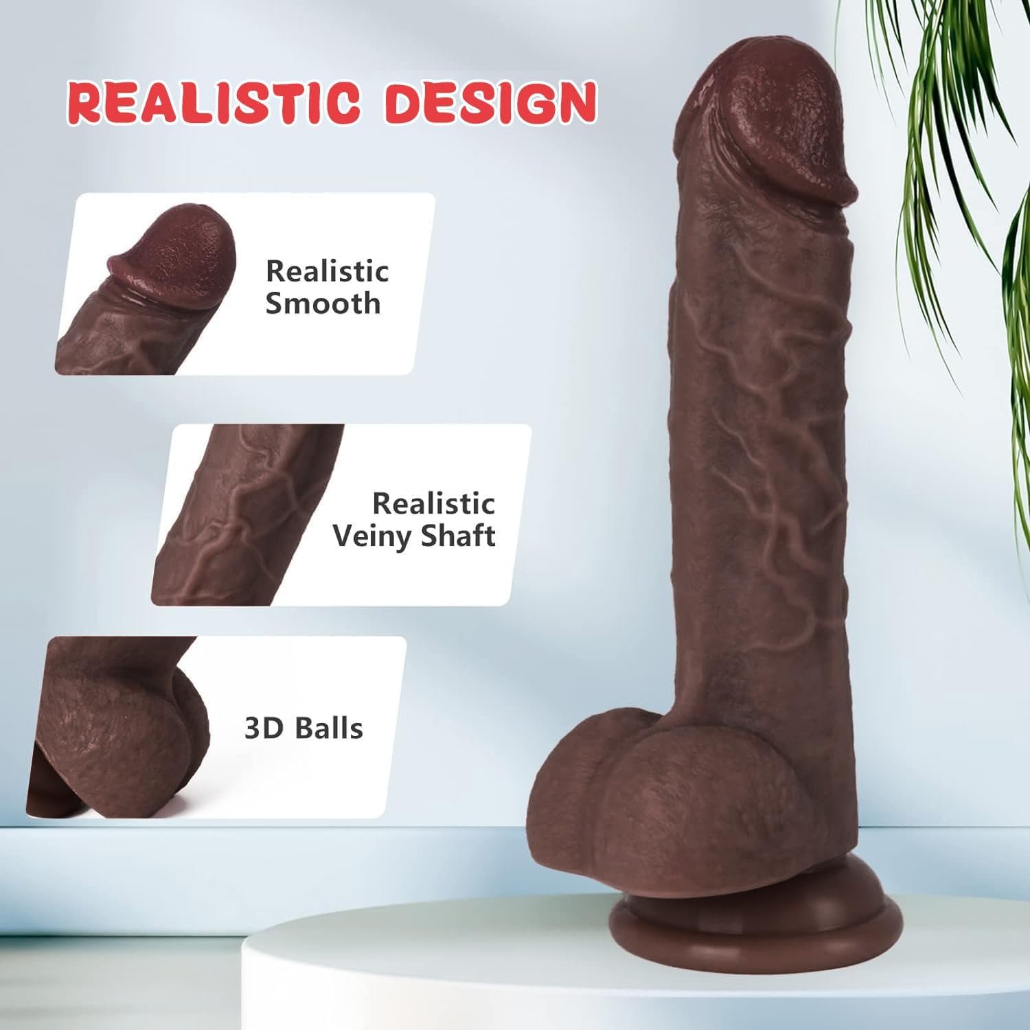 7 Inch Silicone Brown Dildo with Strong Suction Cup thumbnail 3