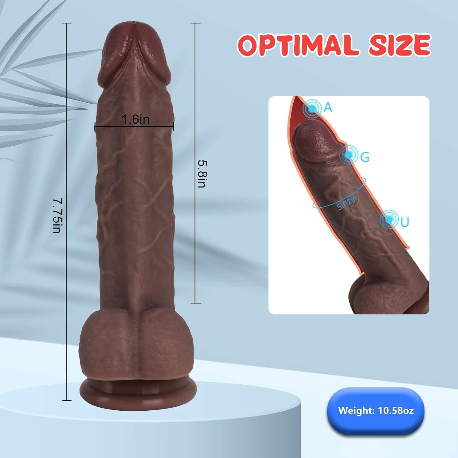 7 Inch Silicone Brown Dildo with Strong Suction Cup thumbnail 2