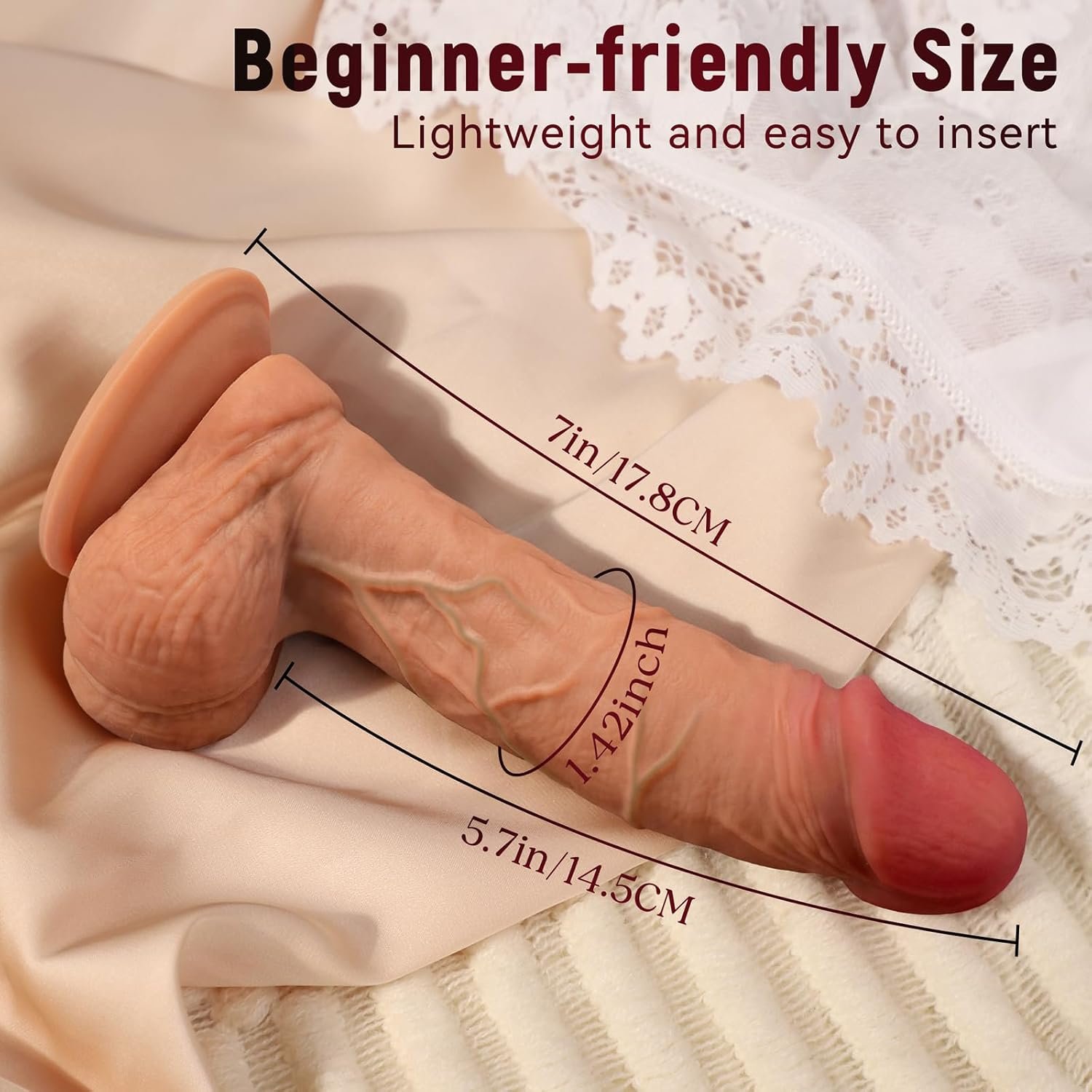 7 Inch Realistic Soft Silicone Dildo with Suction Cup thumbnail 2
