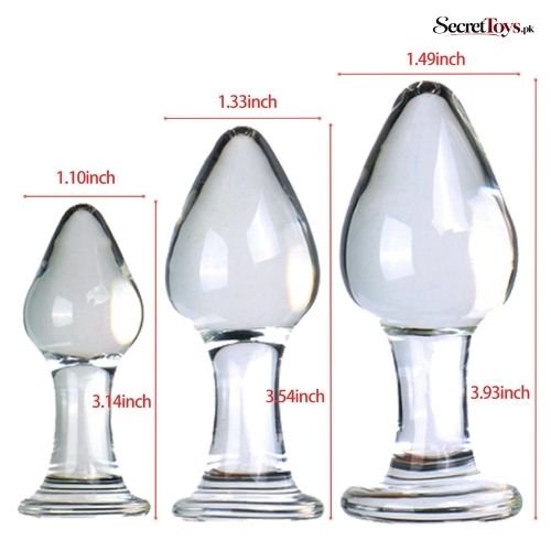 3Pcs Crystal Glass Small Medium and Large Anal Plug Set thumbnail 2