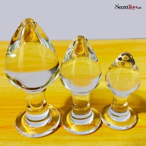 3Pcs Crystal Glass Small Medium and Large Anal Plug Set thumbnail 3