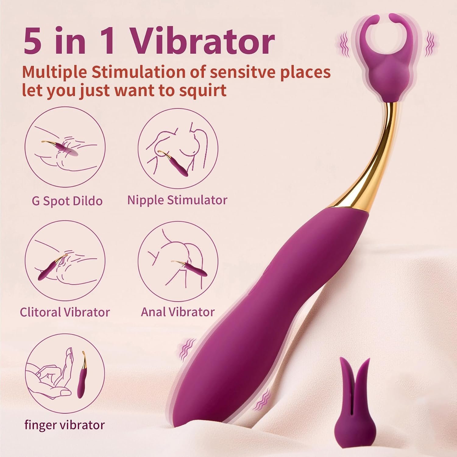 G Spot Clitoral Vibrator with 2 Silicone Heads thumbnail 3