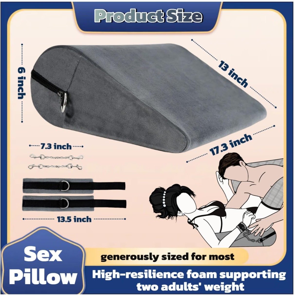 Inflatable Sex Pillow Cushion with Bondage Handcuffs thumbnail 2