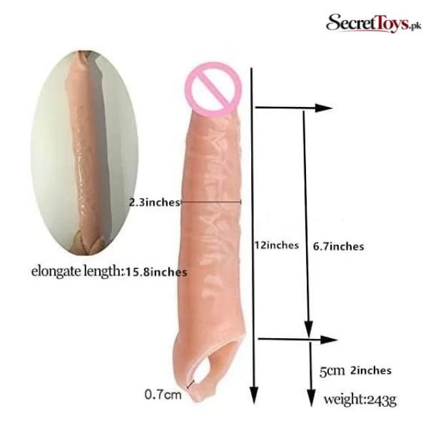 12 Inch Soft Silicone Penis Sleeve Extender thumbnail 2