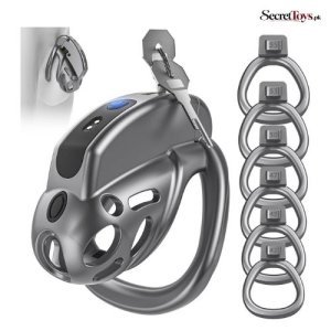 App Controlled Vibrating Male Chastity Cage with 6 Rings